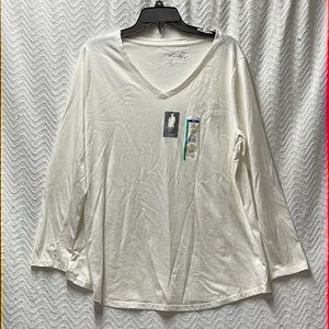 New Terra & Sky Cream colored long sleeved tee in 0X (14W)